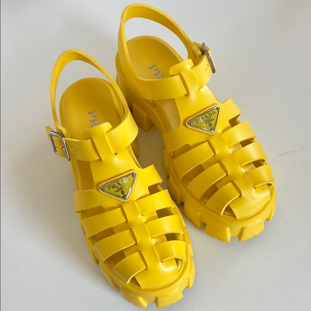Prada Yellow Fisherman Sandals